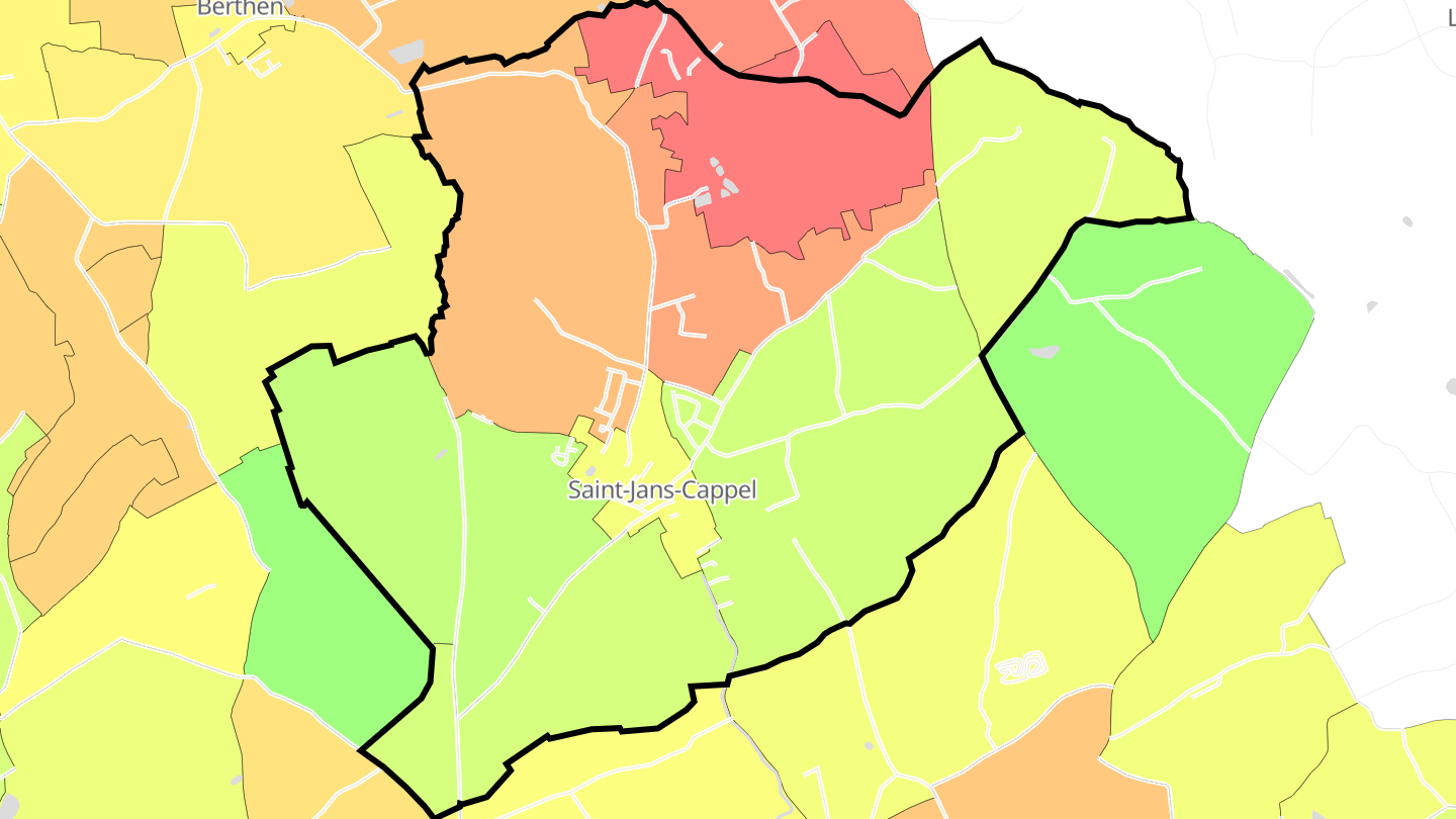 Carte des prix de l'immobilier Saint-Jans-Cappel