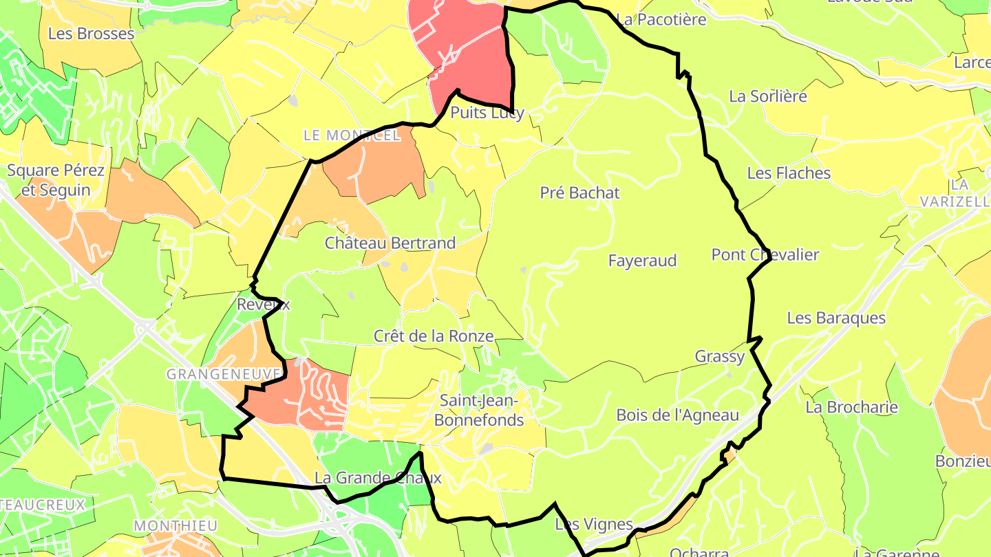 Carte des prix de l'immobilier Saint-Jean-Bonnefonds