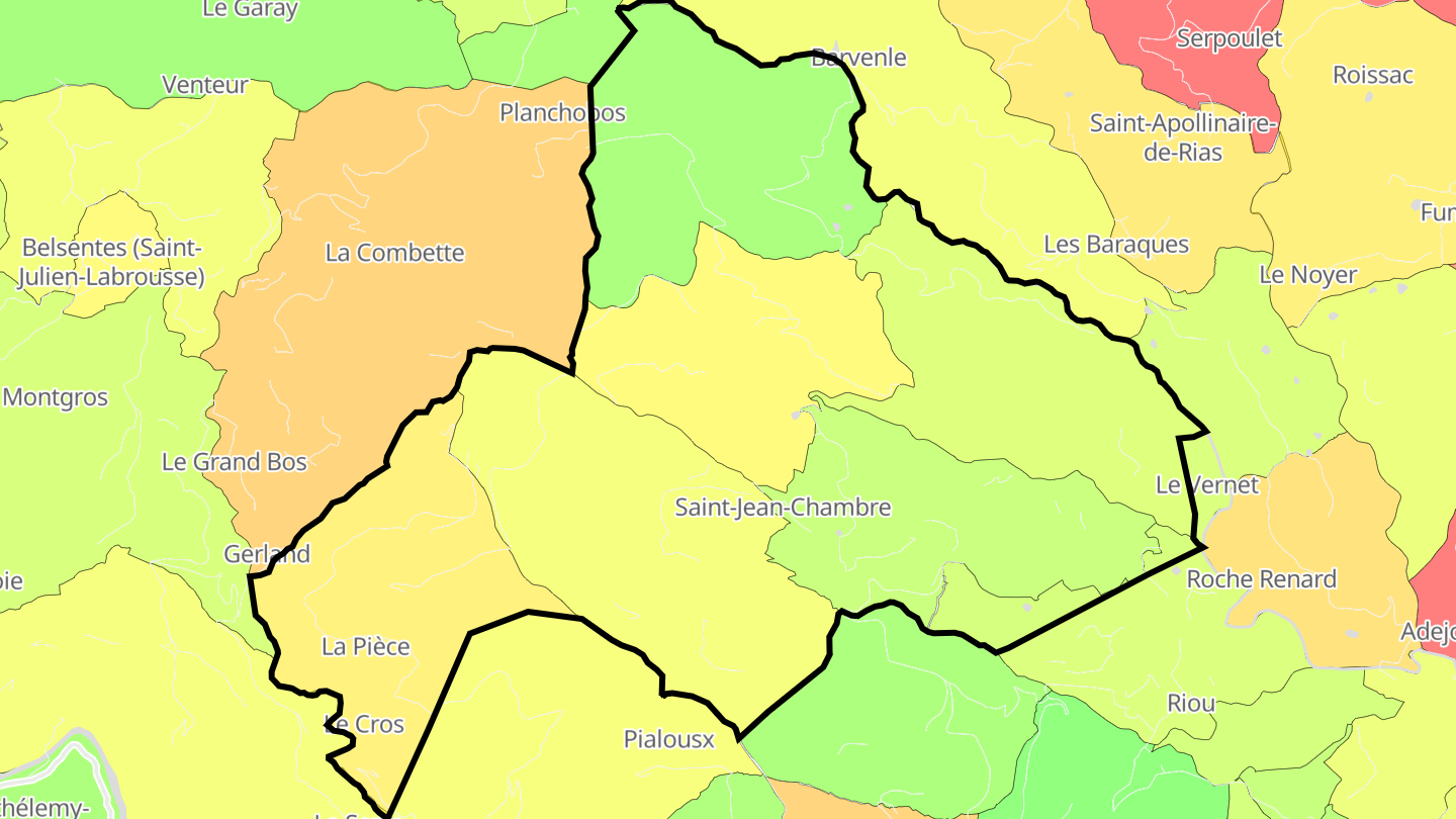 Carte des prix de l'immobilier Saint-Jean-Chambre