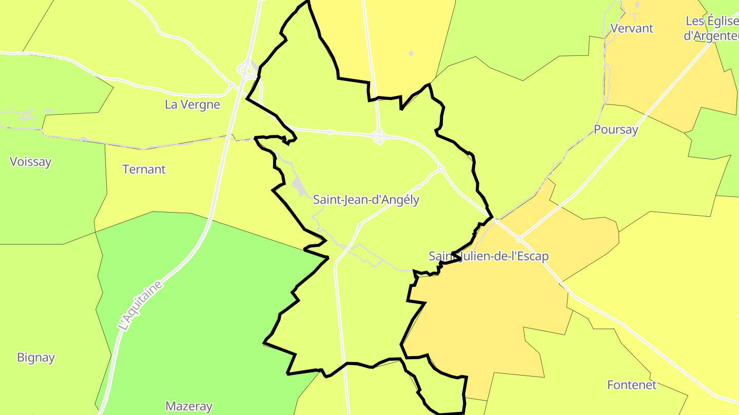 Carte des prix de l'immobilier Saint-Jean-d'Angély