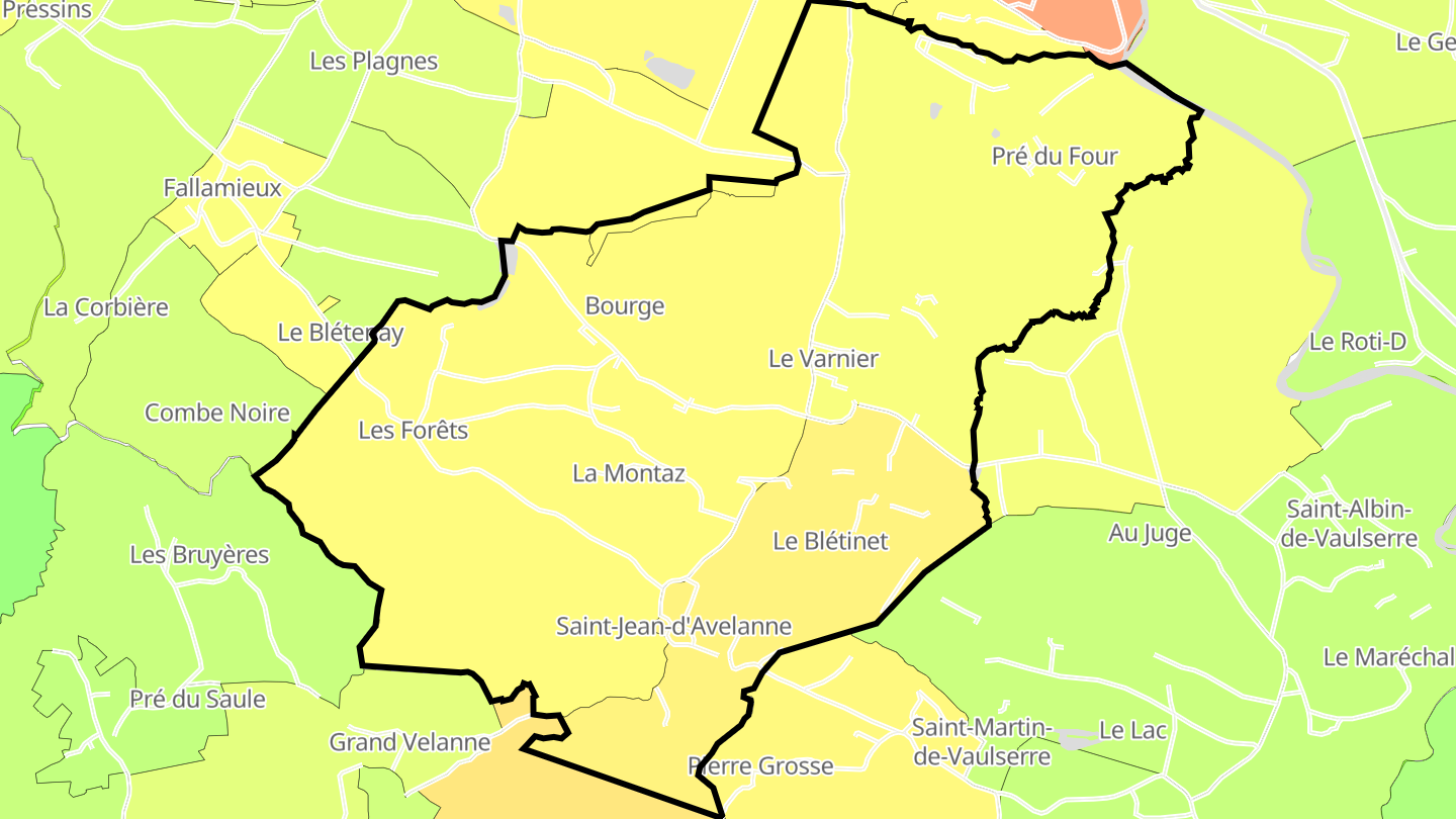 Carte des prix de l'immobilier Saint-Jean-d'Avelanne
