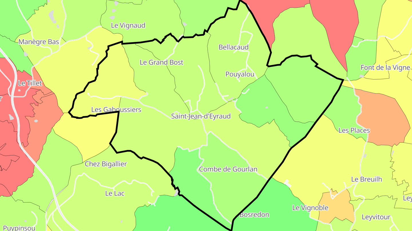 Carte des prix de l'immobilier Saint-Jean-d'Eyraud