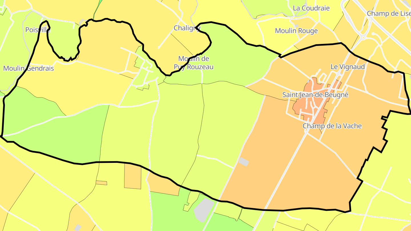 Carte des prix de l'immobilier Saint-Jean-de-Beugné