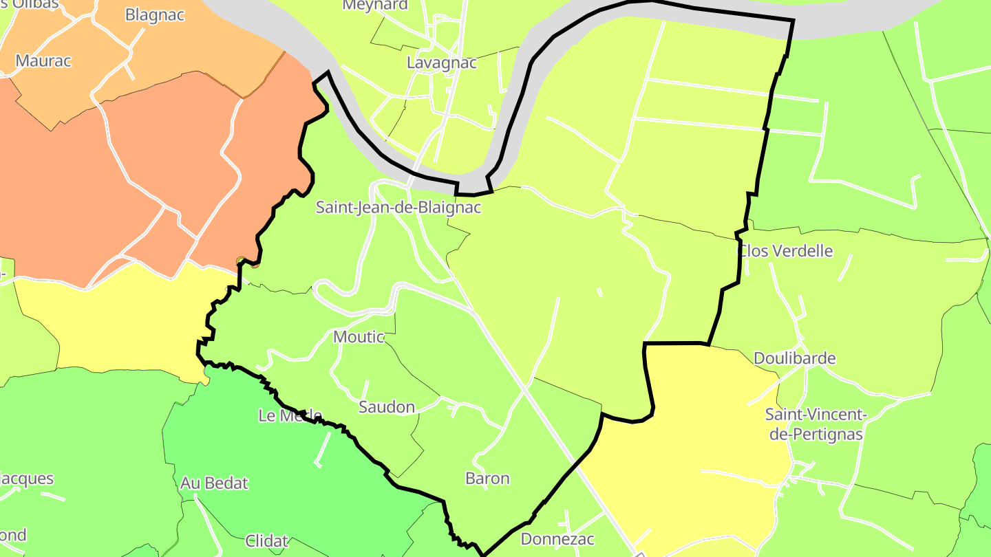 Carte des prix de l'immobilier Saint-Jean-de-Blaignac