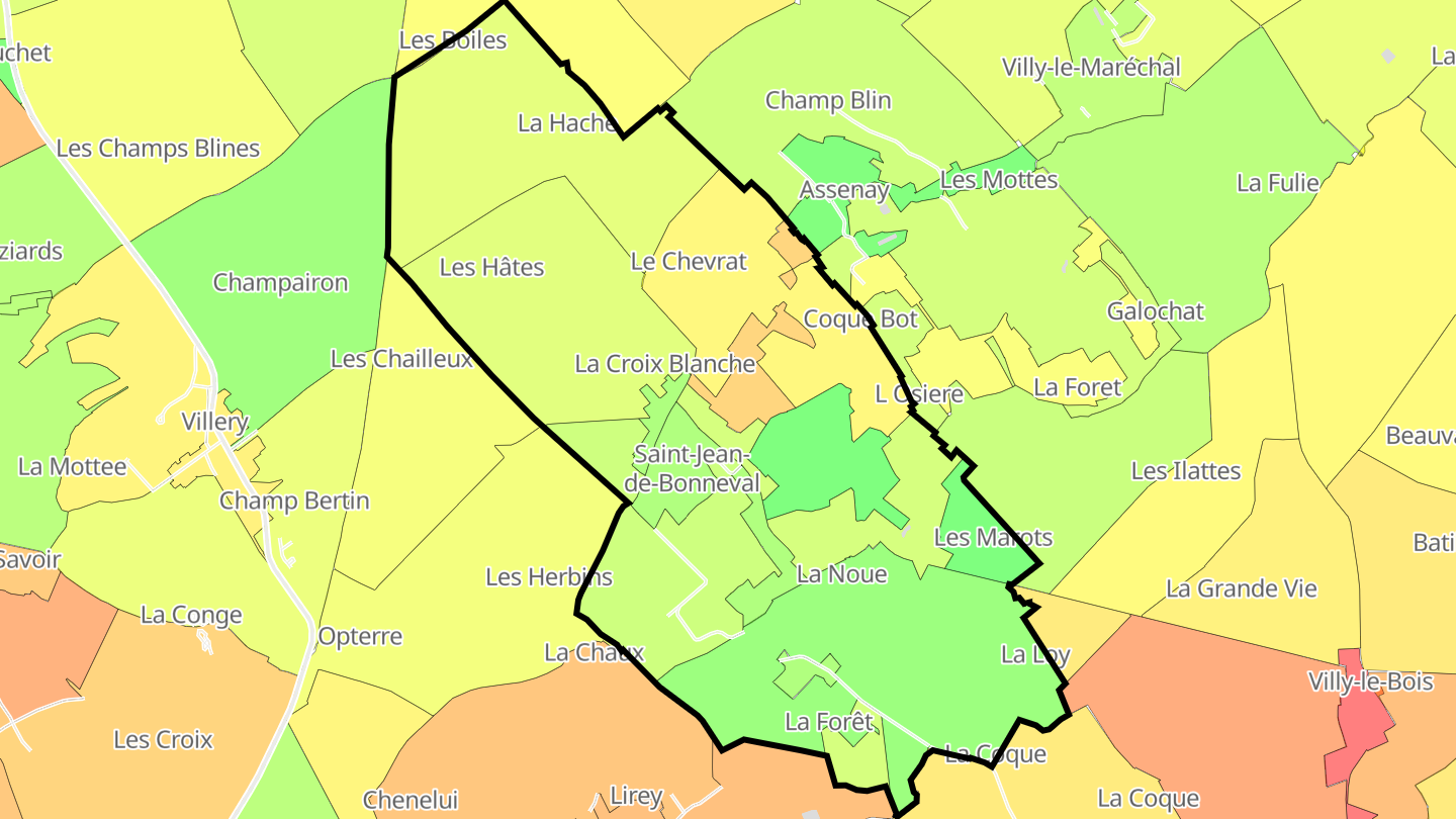 Carte des prix de l'immobilier Saint-Jean-de-Bonneval