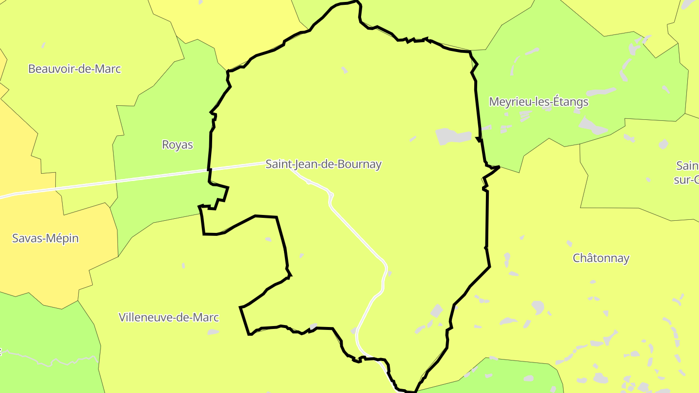Carte des prix de l'immobilier Saint-Jean-de-Bournay