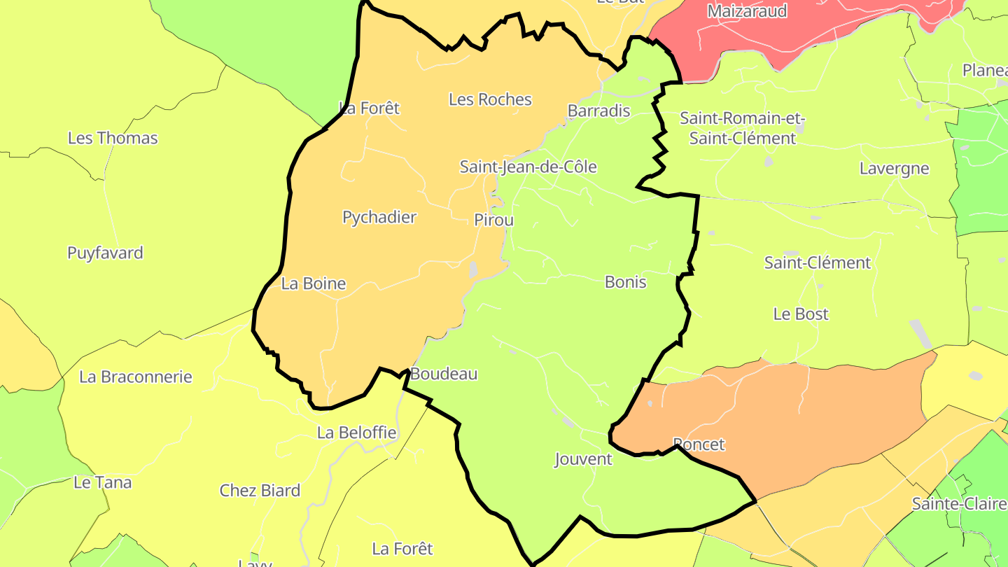 Carte des prix de l'immobilier Saint-Jean-de-Côle