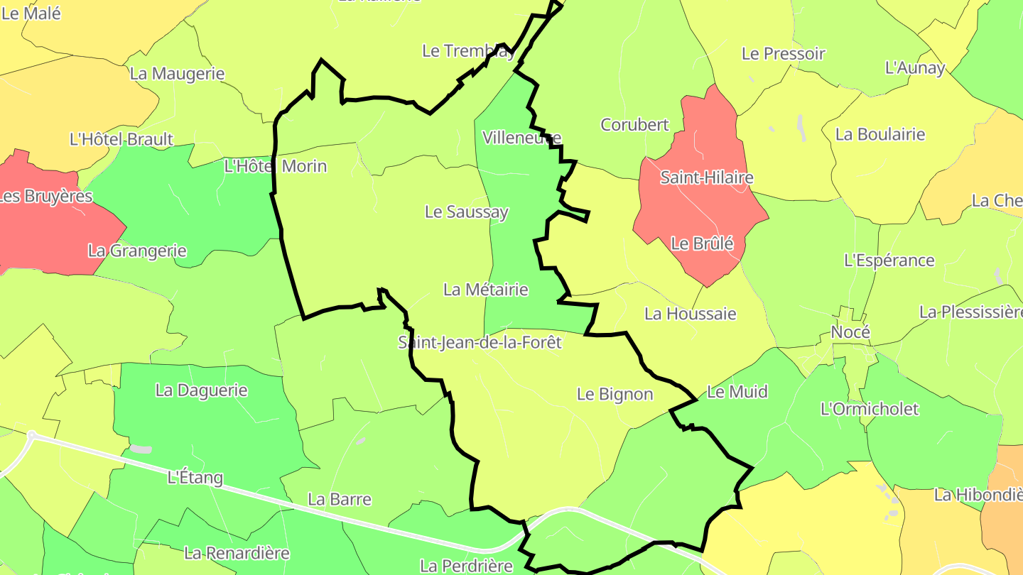 Carte des prix de l'immobilier Saint-Jean-de-la-Forêt