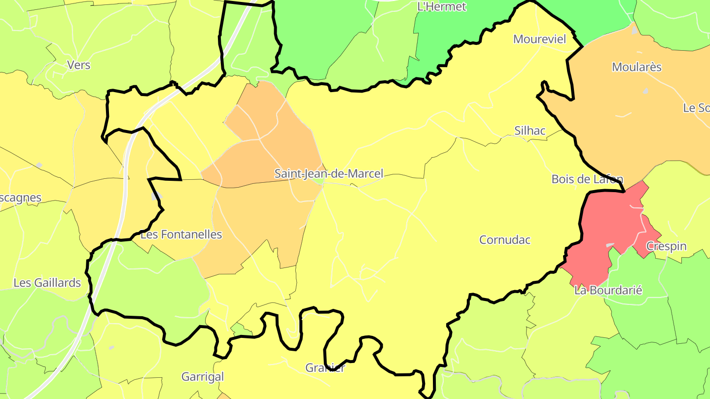 Carte des prix de l'immobilier Saint-Jean-de-Marcel