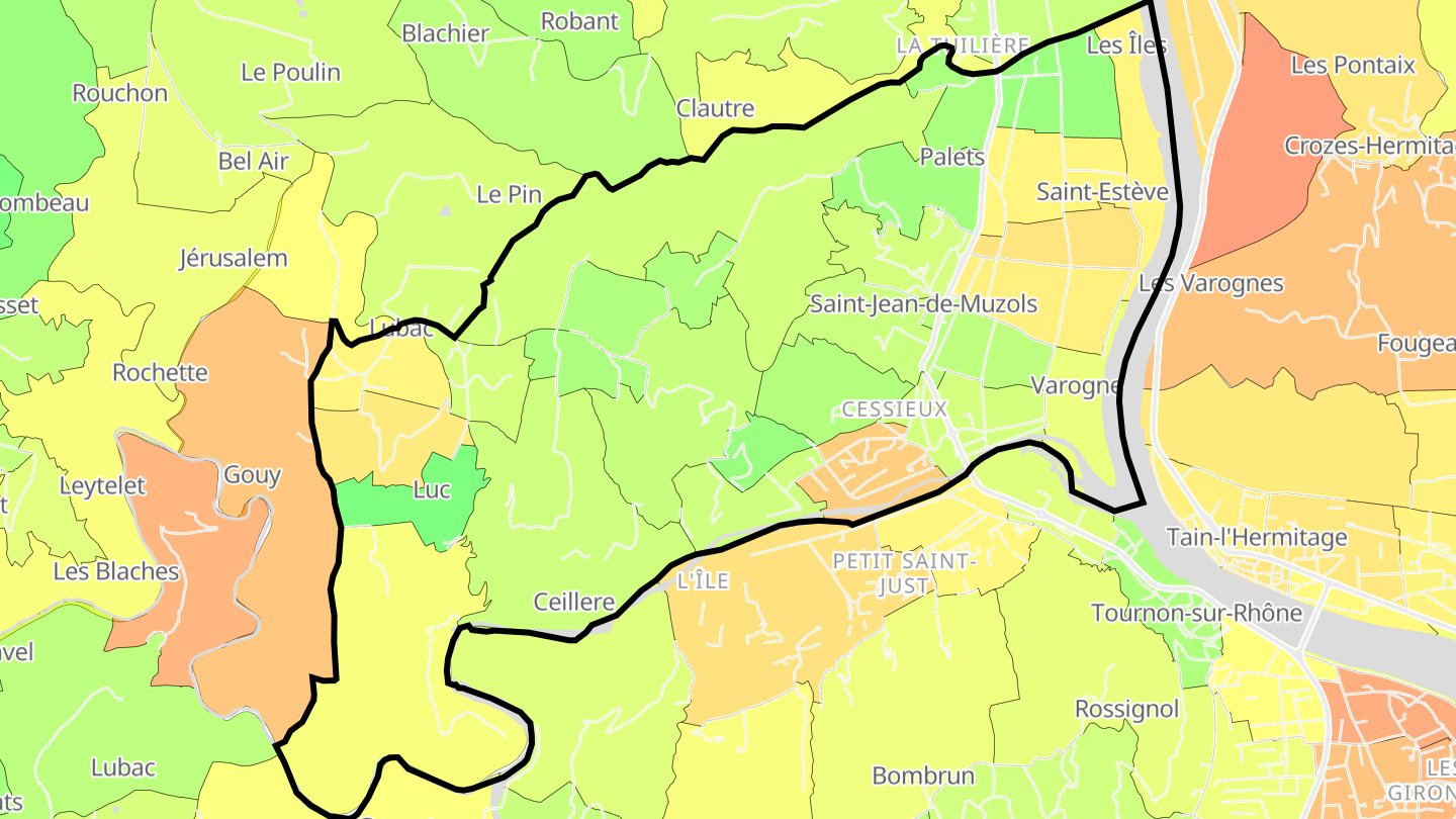 Carte des prix de l'immobilier Saint-Jean-de-Muzols