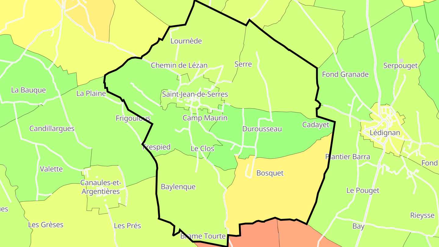 Carte des prix de l'immobilier Saint-Jean-de-Serres