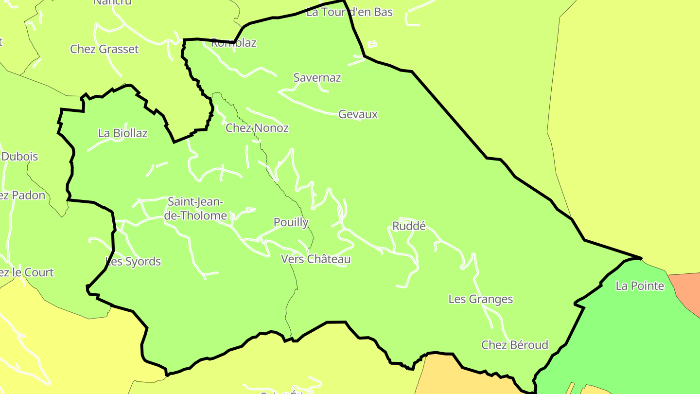 Carte des prix de l'immobilier Saint-Jean-de-Tholome