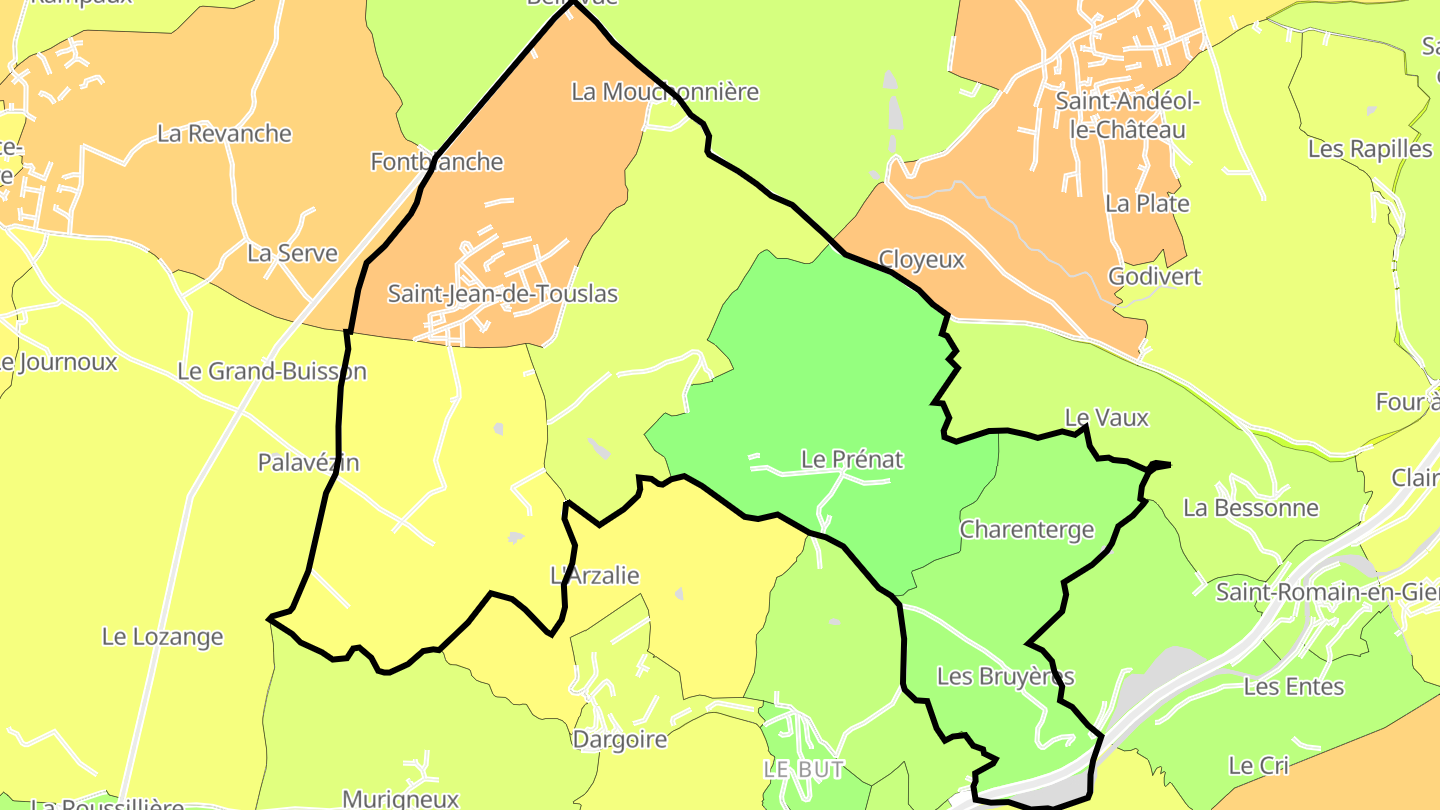 Carte des prix de l'immobilier Saint-Jean-de-Touslas