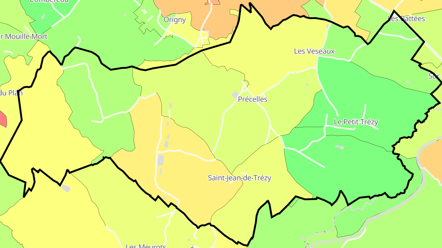 Carte des prix de l'immobilier Saint-Jean-de-Trézy