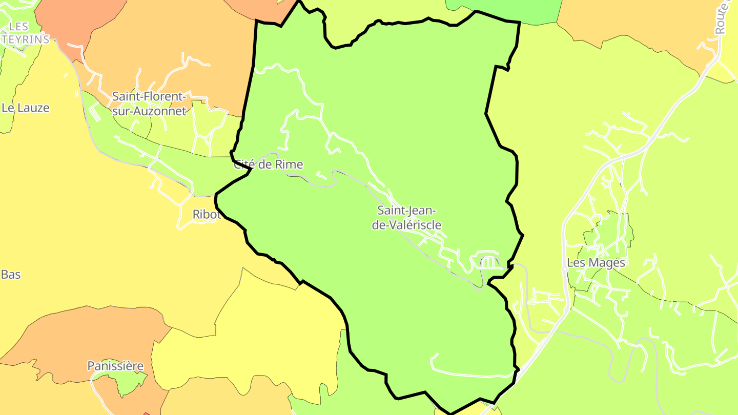 Carte des prix de l'immobilier Saint-Jean-de-Valériscle