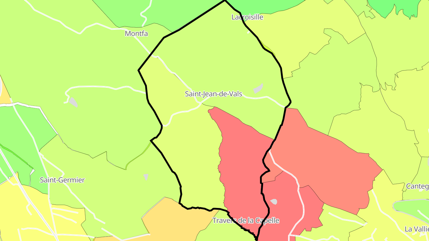 Carte des prix de l'immobilier Saint-Jean-de-Vals