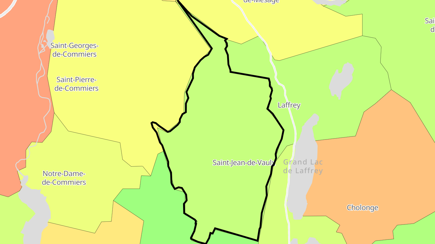 Carte des prix de l'immobilier Saint-Jean-de-Vaulx