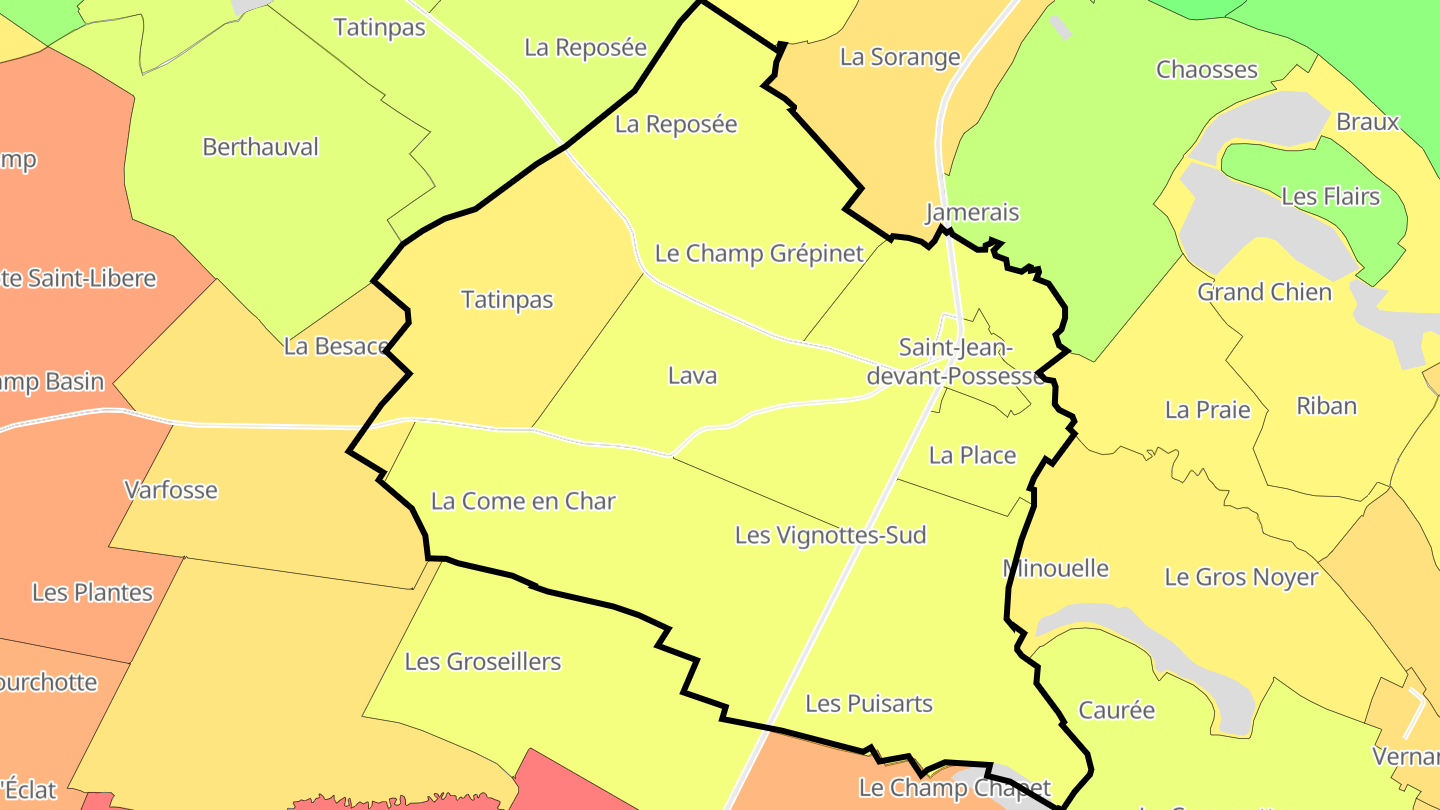 Carte des prix de l'immobilier Saint-Jean-devant-Possesse