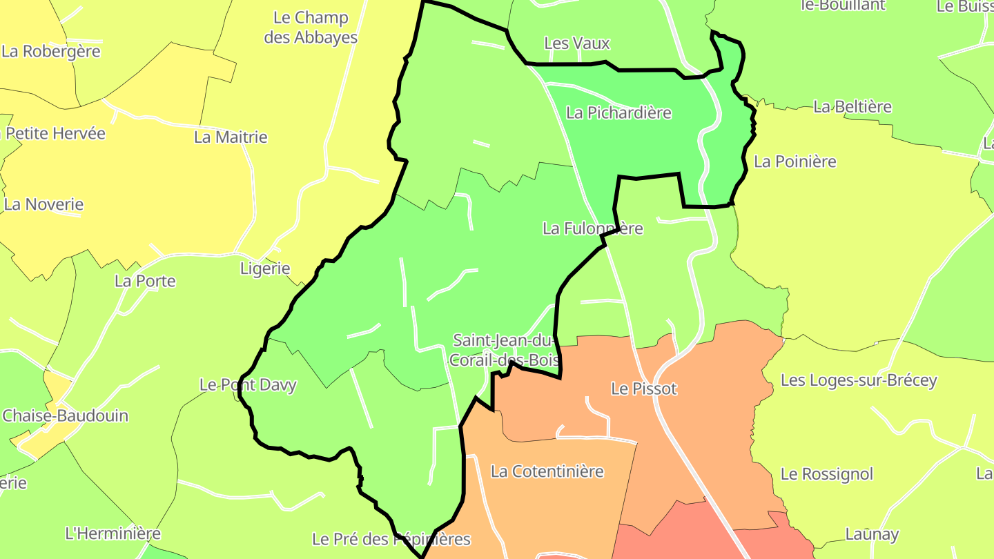 Carte des prix de l'immobilier Saint-Jean-du-Corail-des-Bois