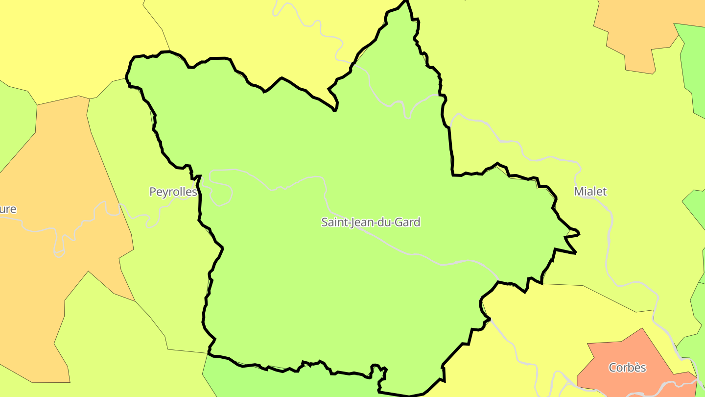 Carte des prix de l'immobilier Saint-Jean-du-Gard