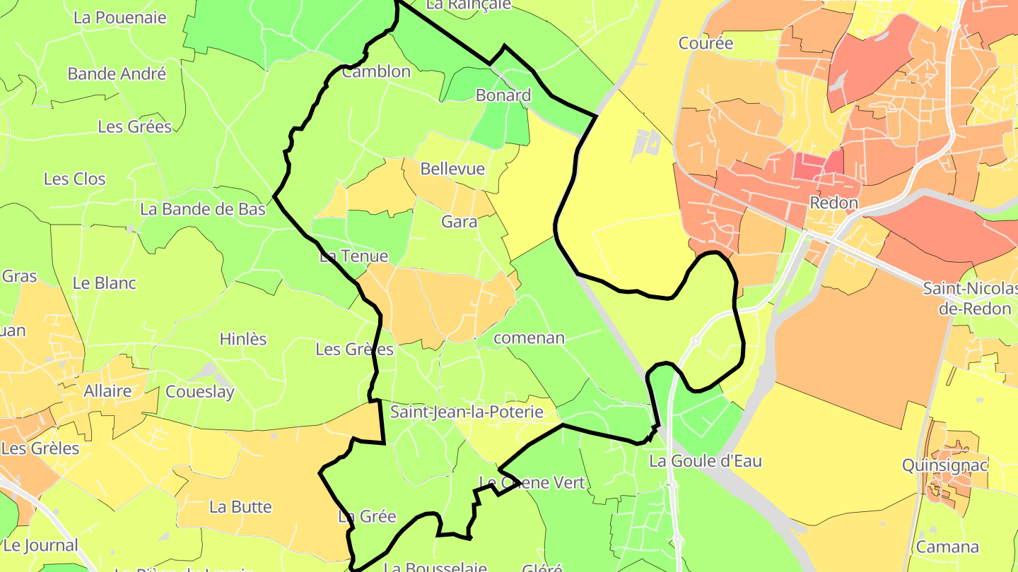 Carte des prix de l'immobilier Saint-Jean-la-Poterie