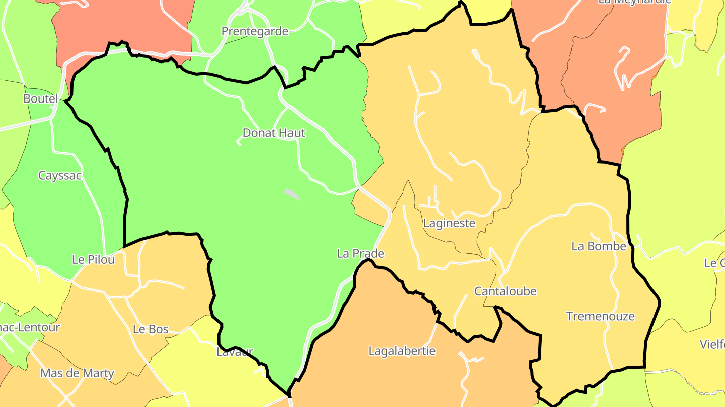 Carte des prix de l'immobilier Saint-Jean-Lagineste