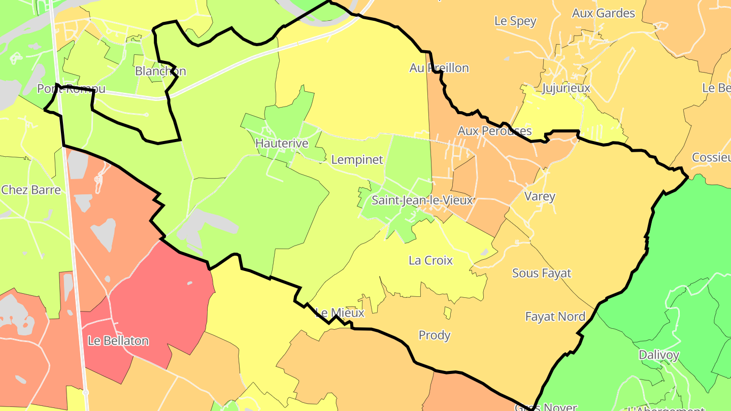Carte des prix de l'immobilier Saint-Jean-le-Vieux