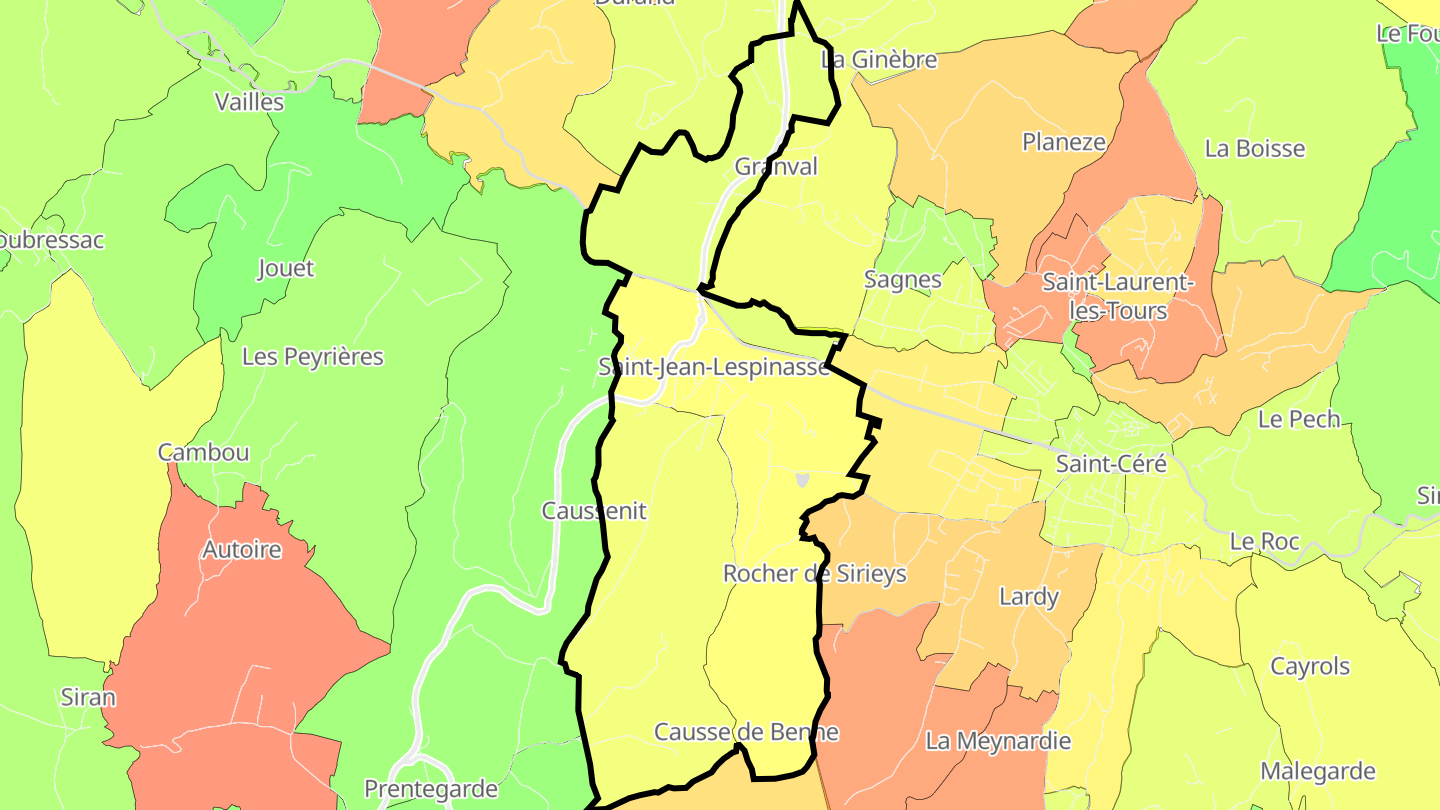 Carte des prix de l'immobilier Saint-Jean-Lespinasse