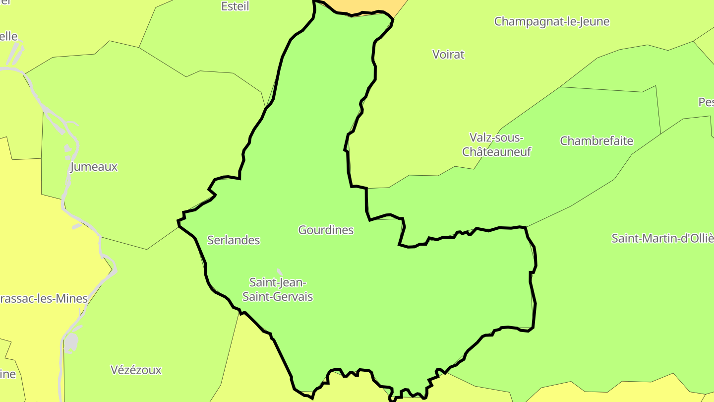 Carte des prix de l'immobilier Saint-Jean-Saint-Gervais