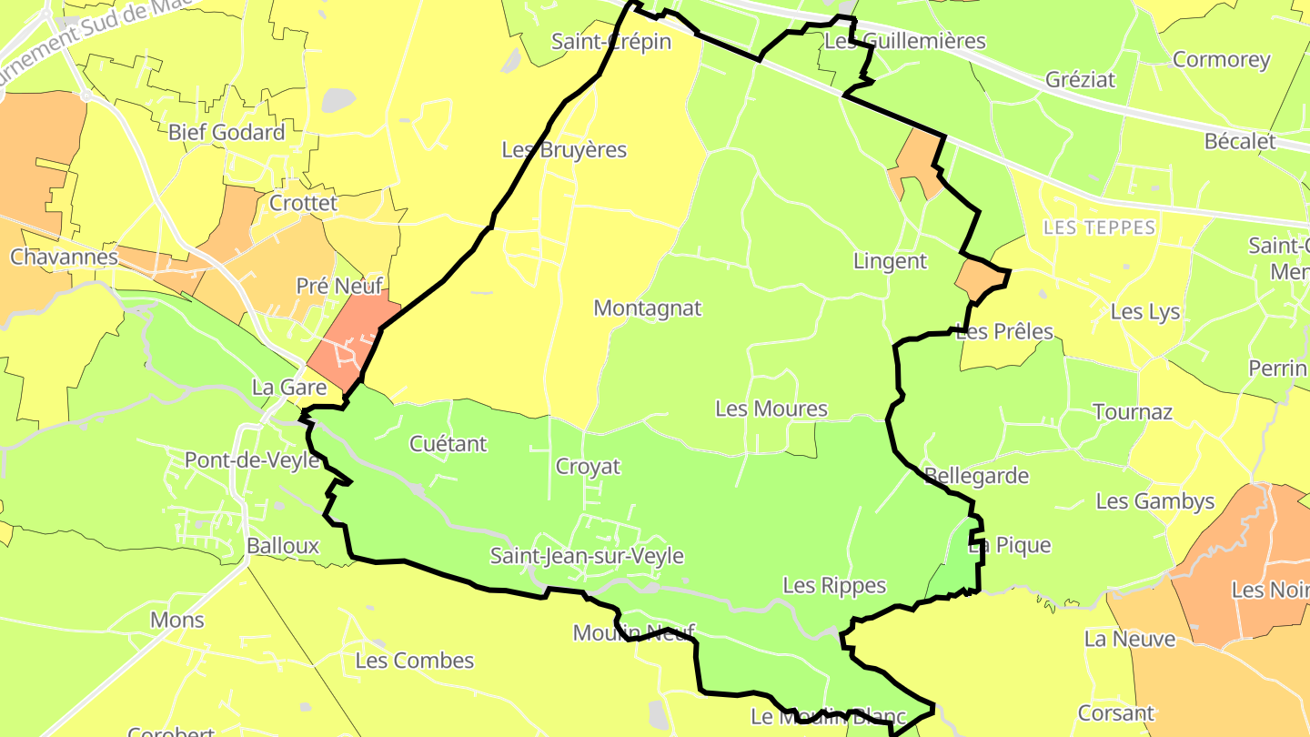 Carte des prix de l'immobilier Saint-Jean-sur-Veyle