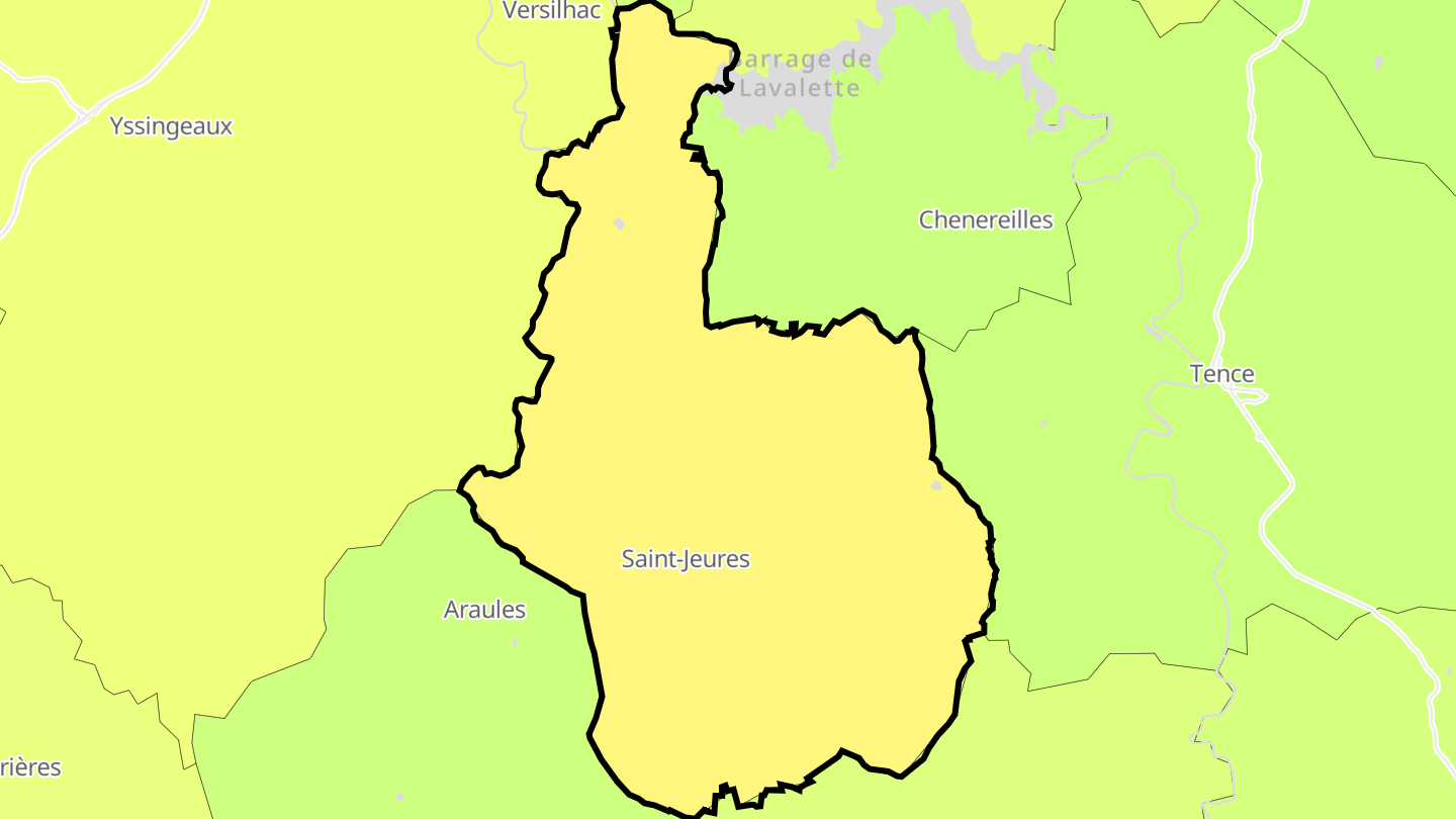 Carte des prix de l'immobilier Saint-Jeures
