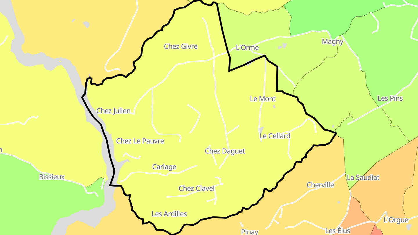 Carte des prix de l'immobilier Saint-Jodard