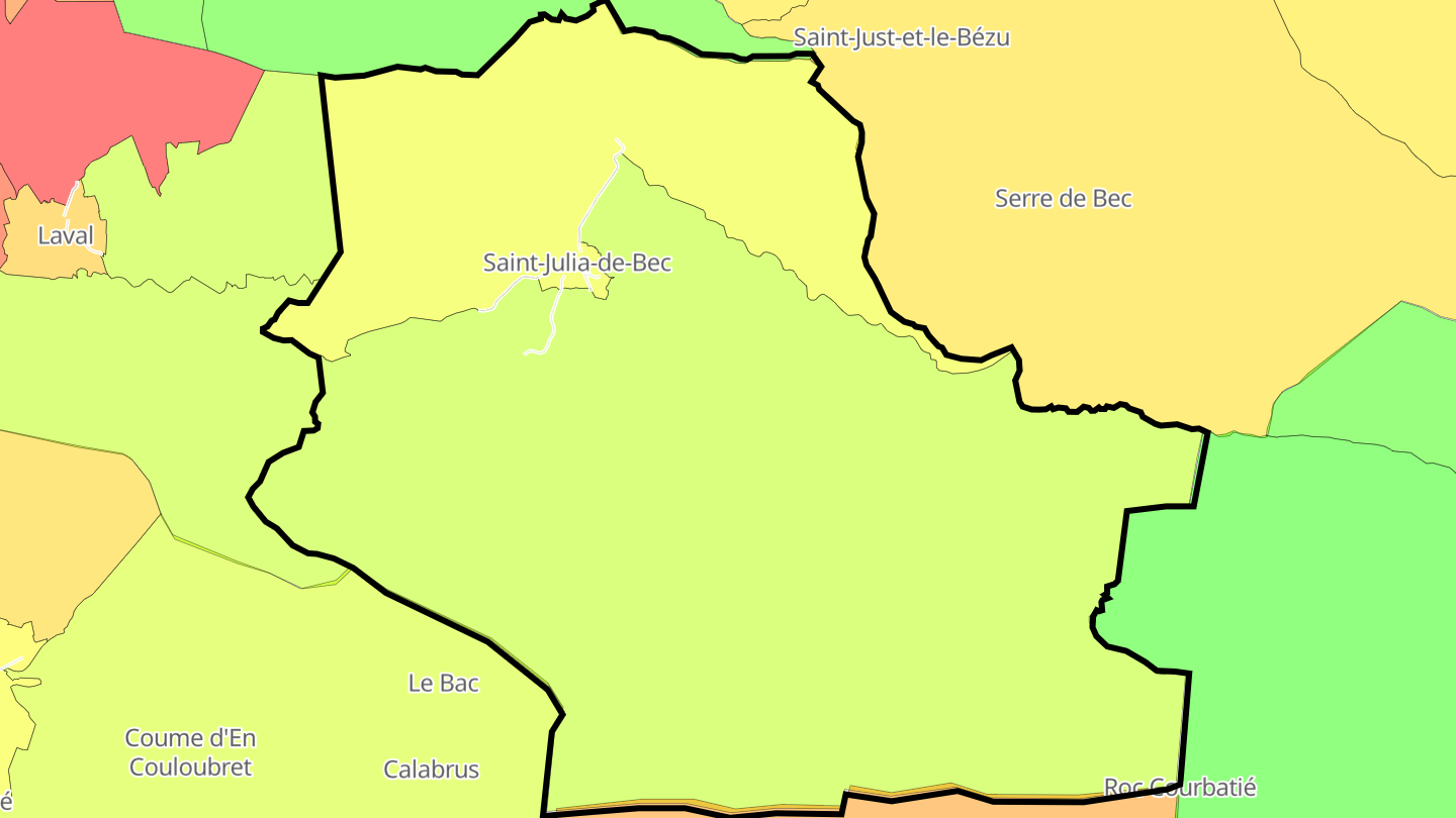 Carte des prix de l'immobilier Saint-Julia-de-Bec
