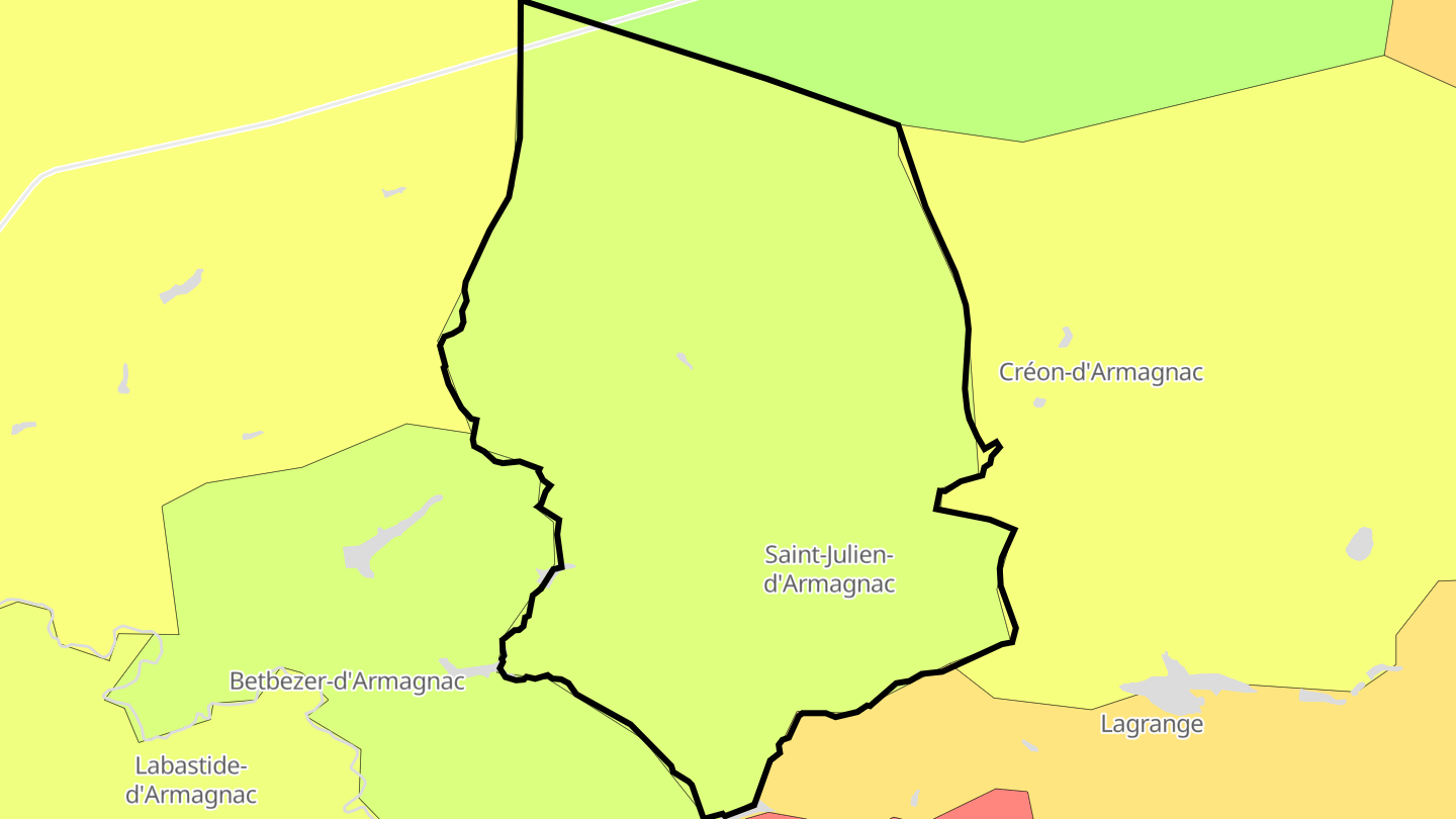 Carte des prix de l'immobilier Saint-Julien-d'Armagnac