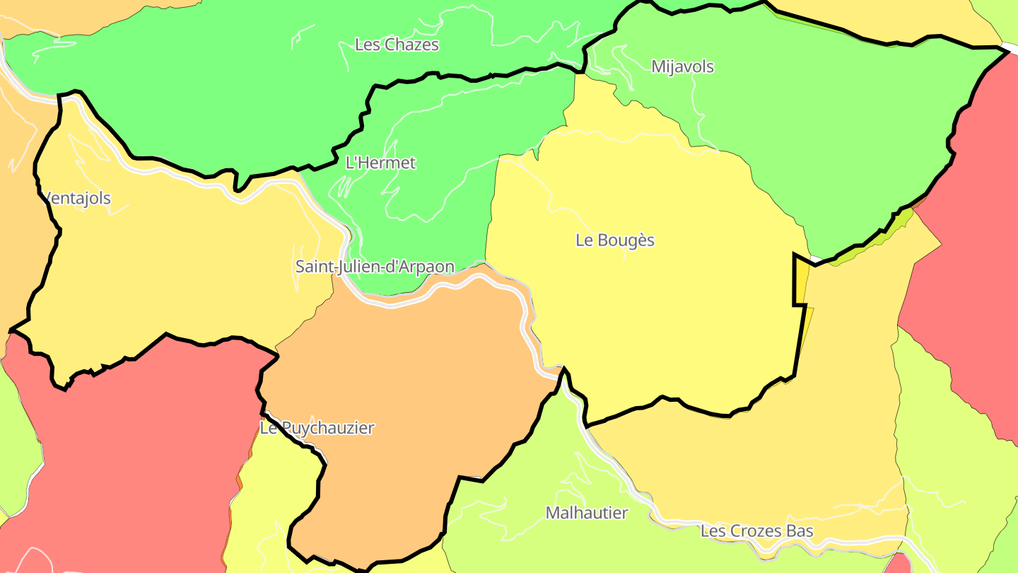 Carte des prix de l'immobilier Saint-Julien-d'Arpaon