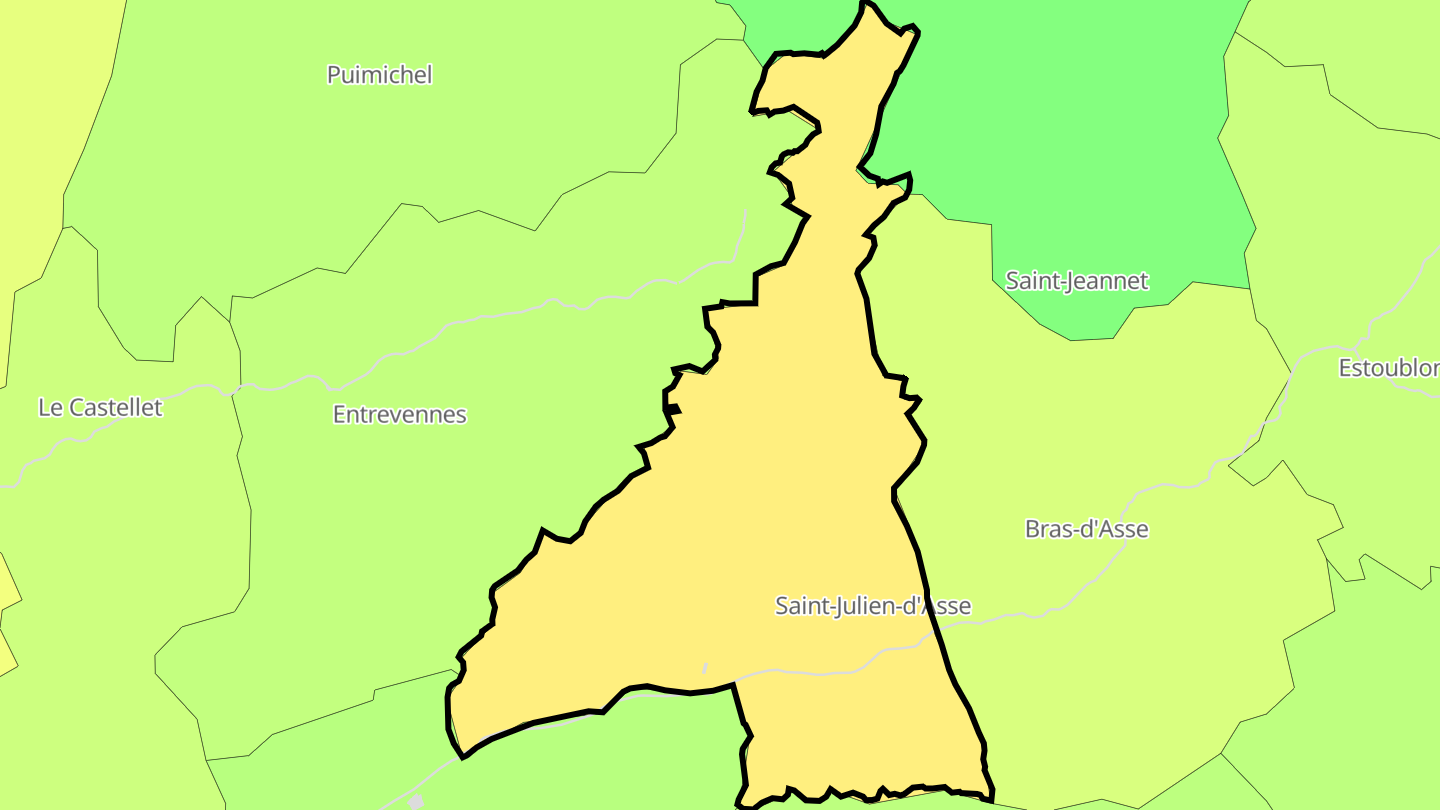 Carte des prix de l'immobilier Saint-Julien-d'Asse