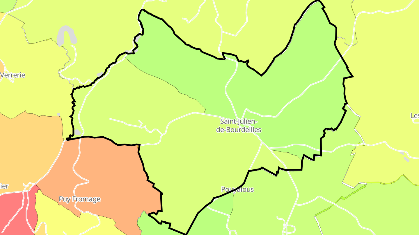 Carte des prix de l'immobilier Saint-Julien-de-Bourdeilles