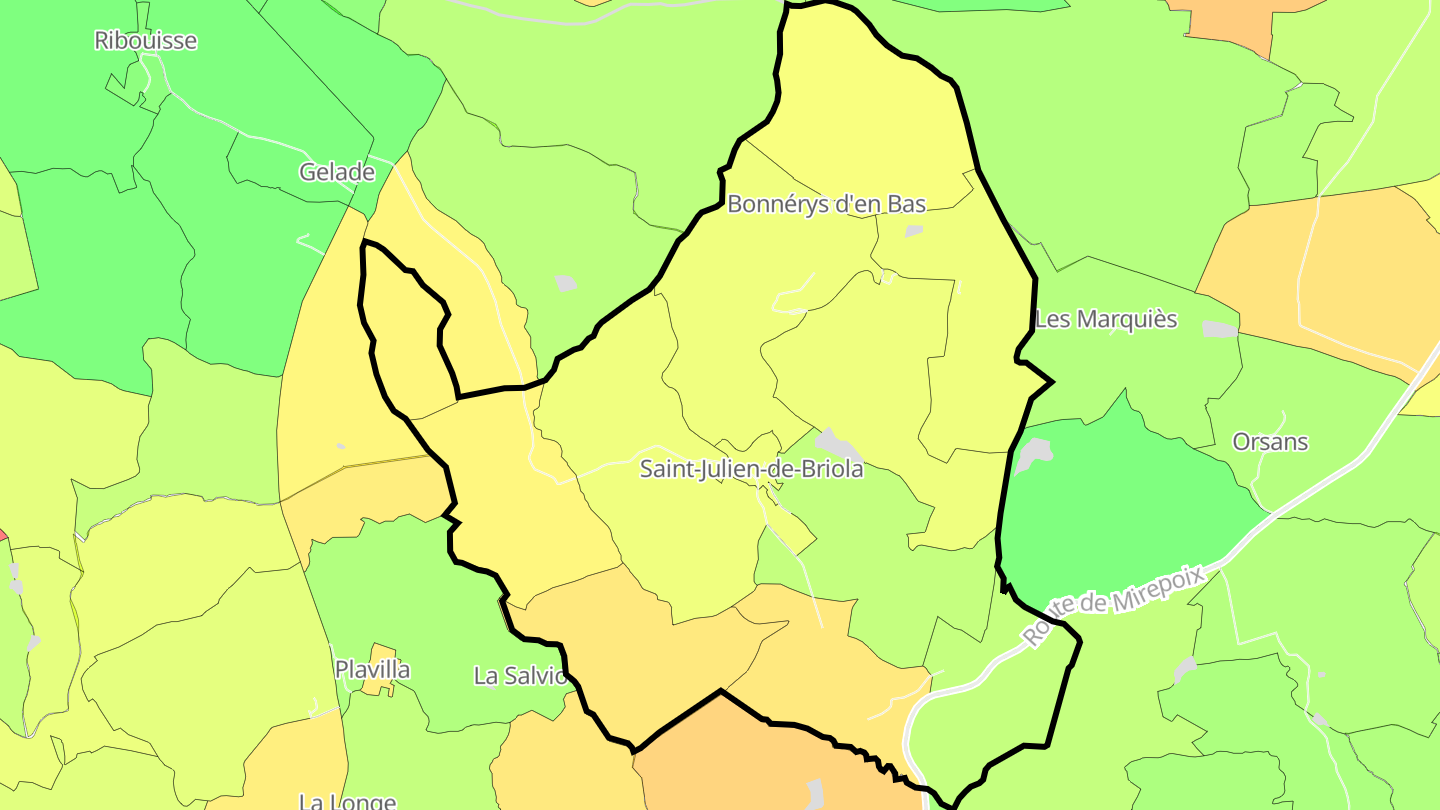 Carte des prix de l'immobilier Saint-Julien-de-Briola