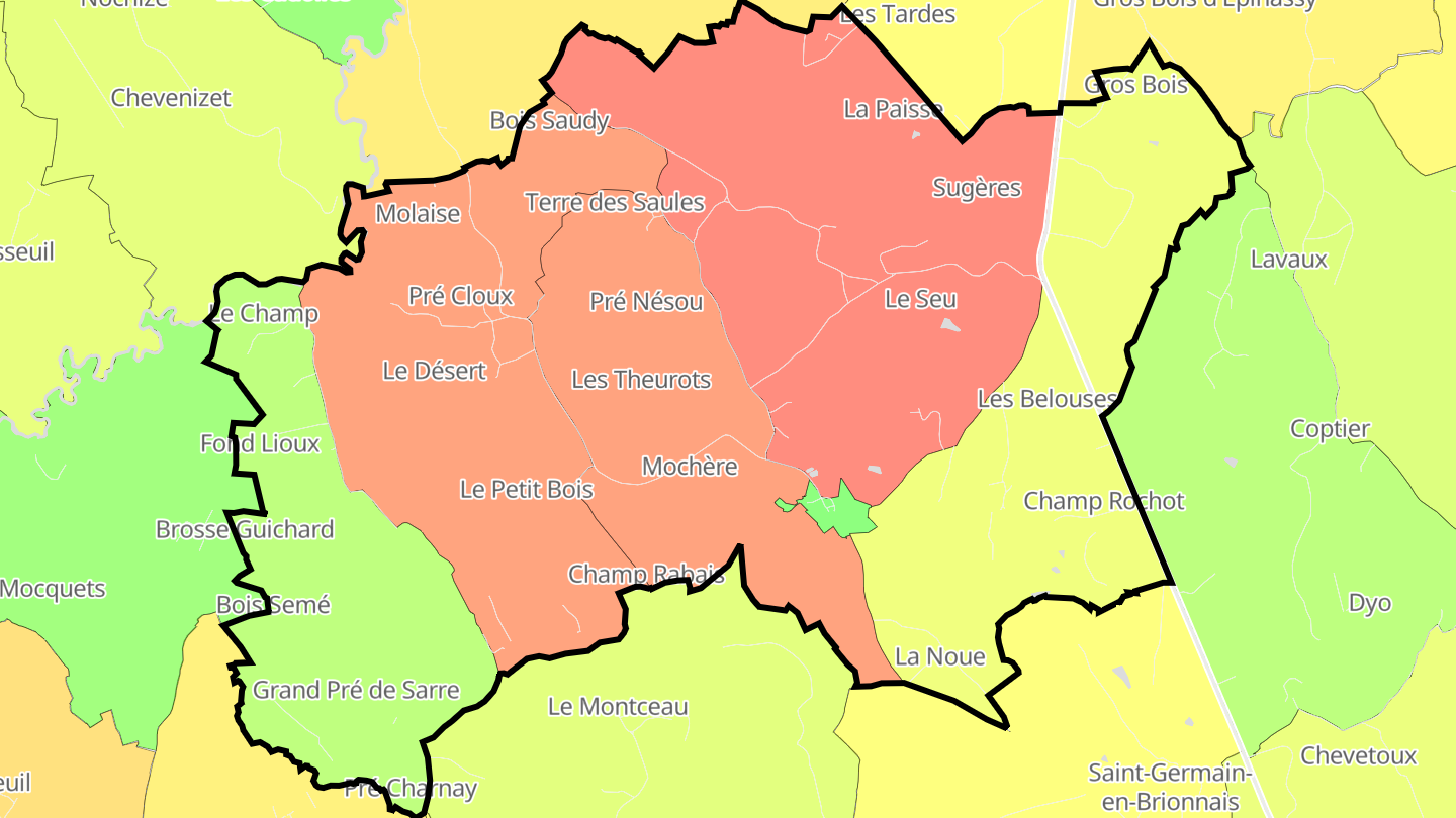 Carte des prix de l'immobilier Saint-Julien-de-Civry