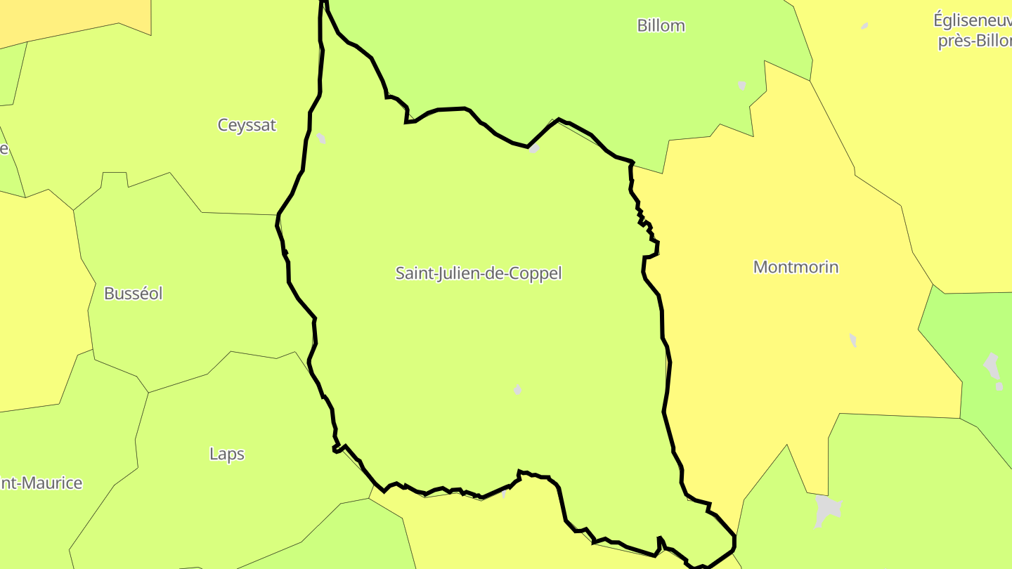 Carte des prix de l'immobilier Saint-Julien-de-Coppel