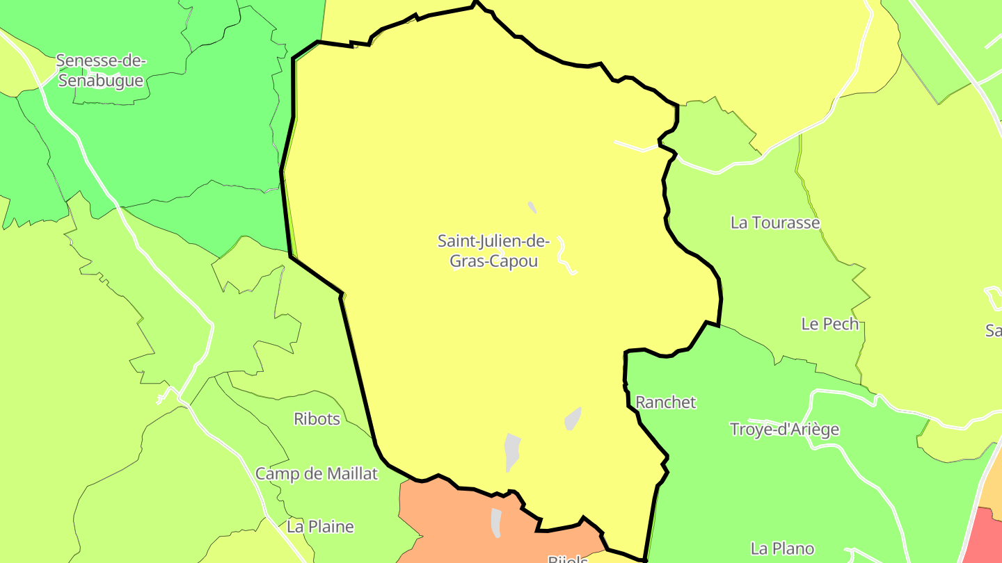 Carte des prix de l'immobilier Saint-Julien-de-Gras-Capou
