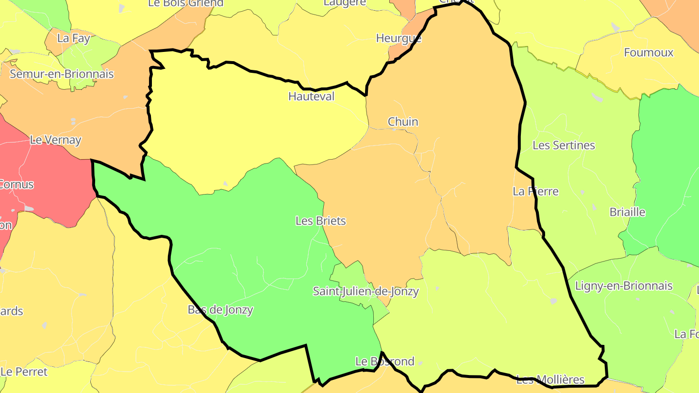 Carte des prix de l'immobilier Saint-Julien-de-Jonzy