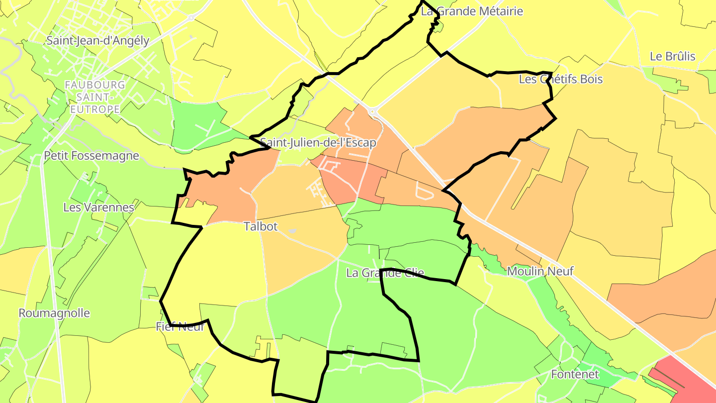 Carte des prix de l'immobilier Saint-Julien-de-l'Escap