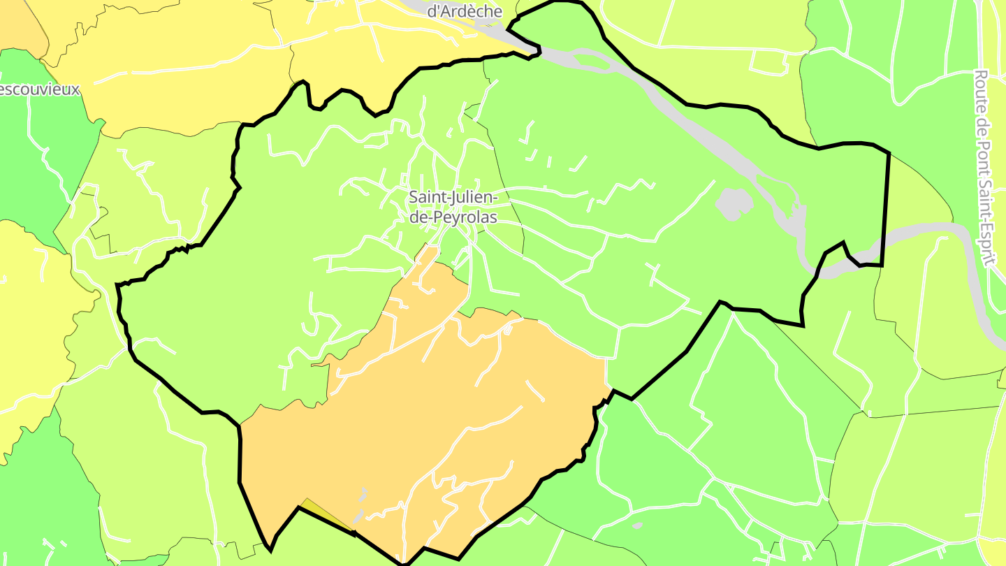 Carte des prix de l'immobilier Saint-Julien-de-Peyrolas