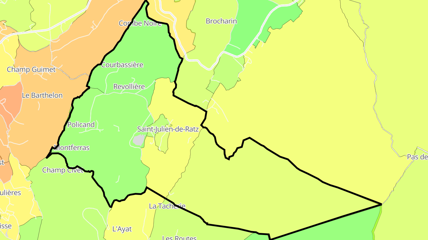 Carte des prix de l'immobilier Saint-Julien-de-Raz