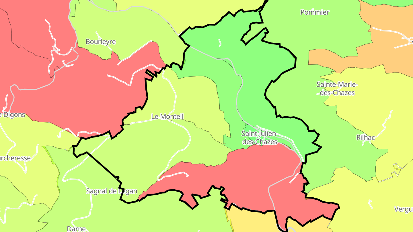Carte des prix de l'immobilier Saint-Julien-des-Chazes