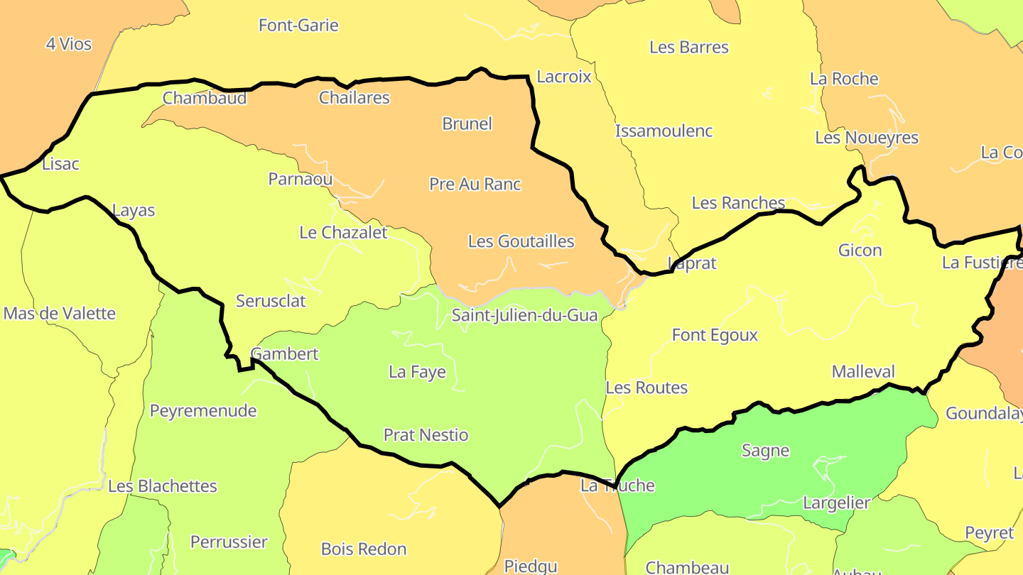 Carte des prix de l'immobilier Saint-Julien-du-Gua