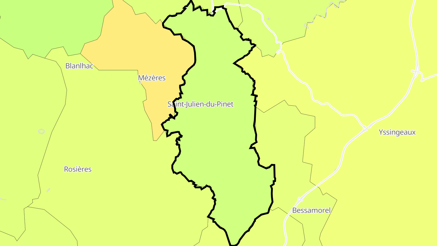 Carte des prix de l'immobilier Saint-Julien-du-Pinet