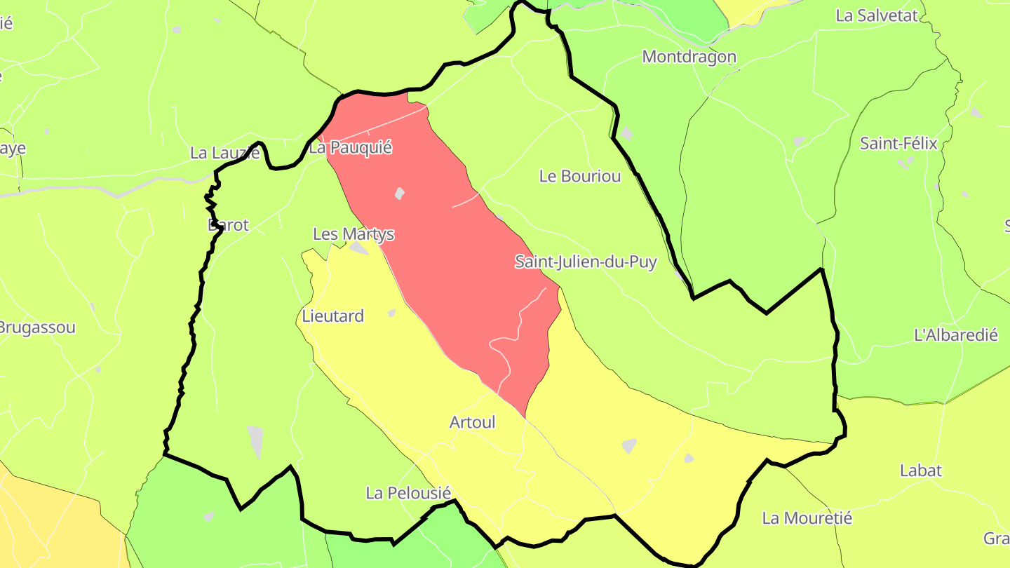 Carte des prix de l'immobilier Saint-Julien-du-Puy