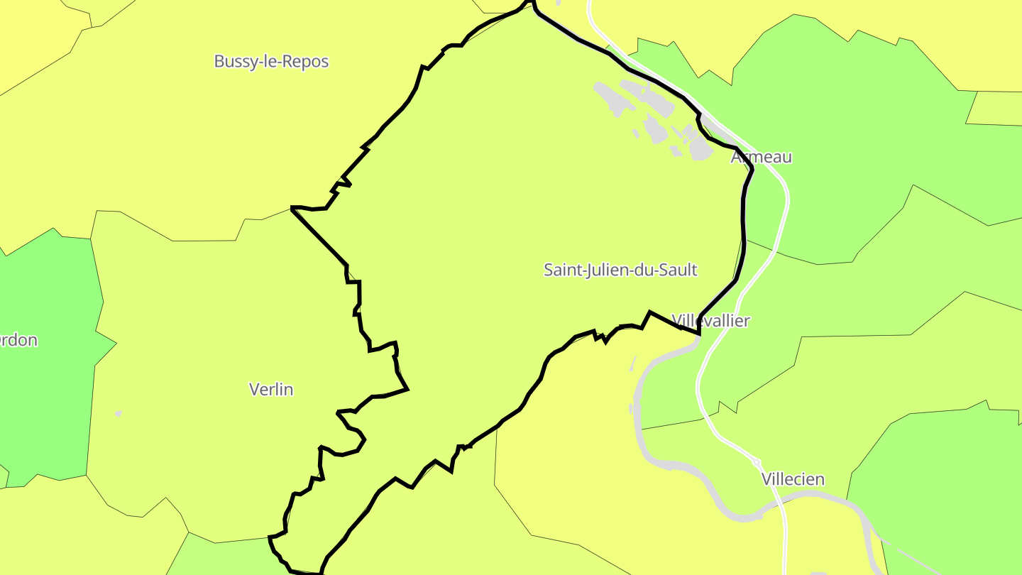 Carte des prix de l'immobilier Saint-Julien-du-Sault